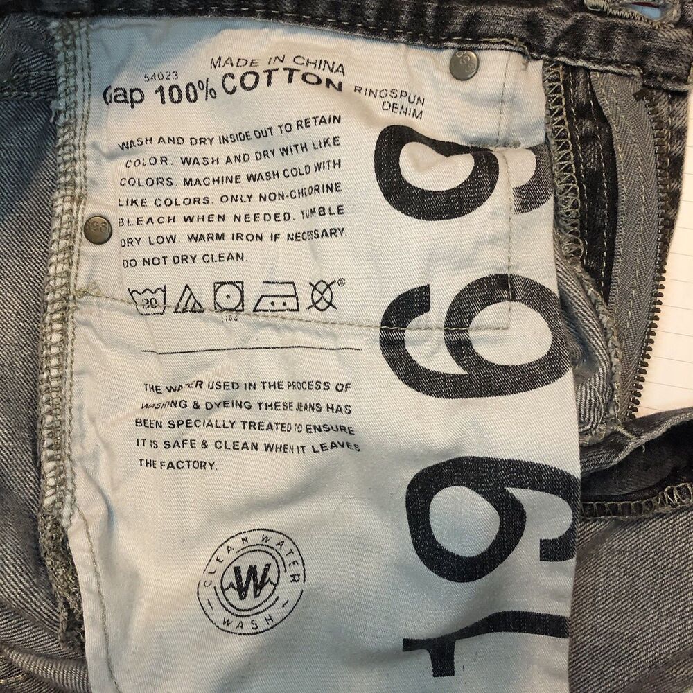 Gap Mens Straight Jean 1969 Light Gray Faded Ringspun Denim 100% Cotton 30 x 30 - Picture 5 of 8